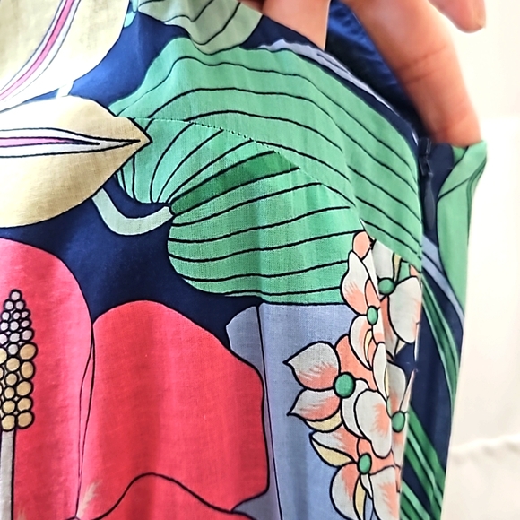 Talbots Navy Floral Midi High-Low Dress Size 10P - Picture 3 of 13